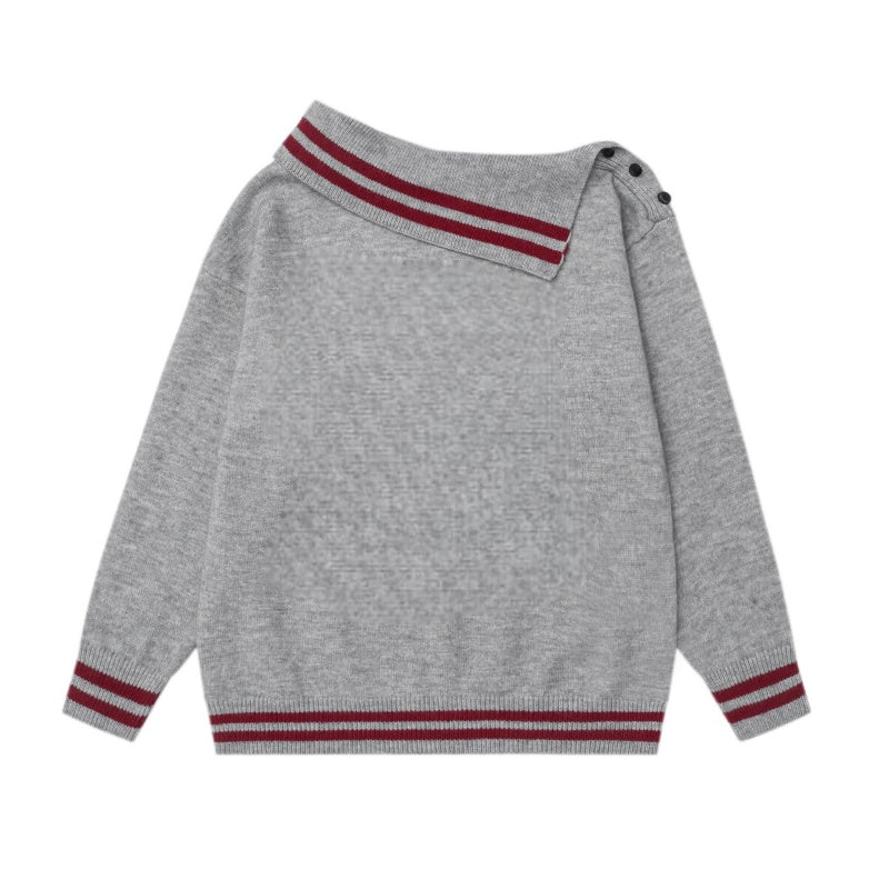 Off-The-Shoulder Red Striped Sweater