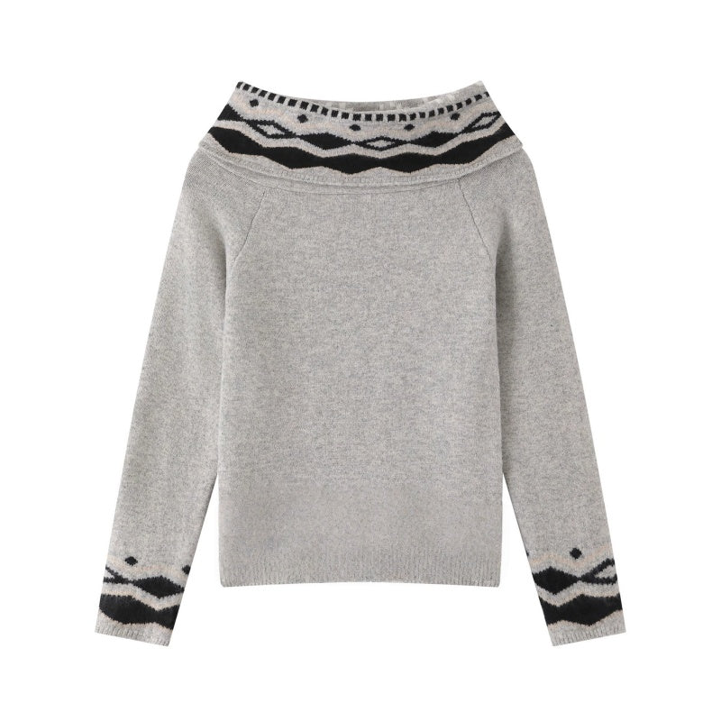Gray Vintage Patterned Sweater