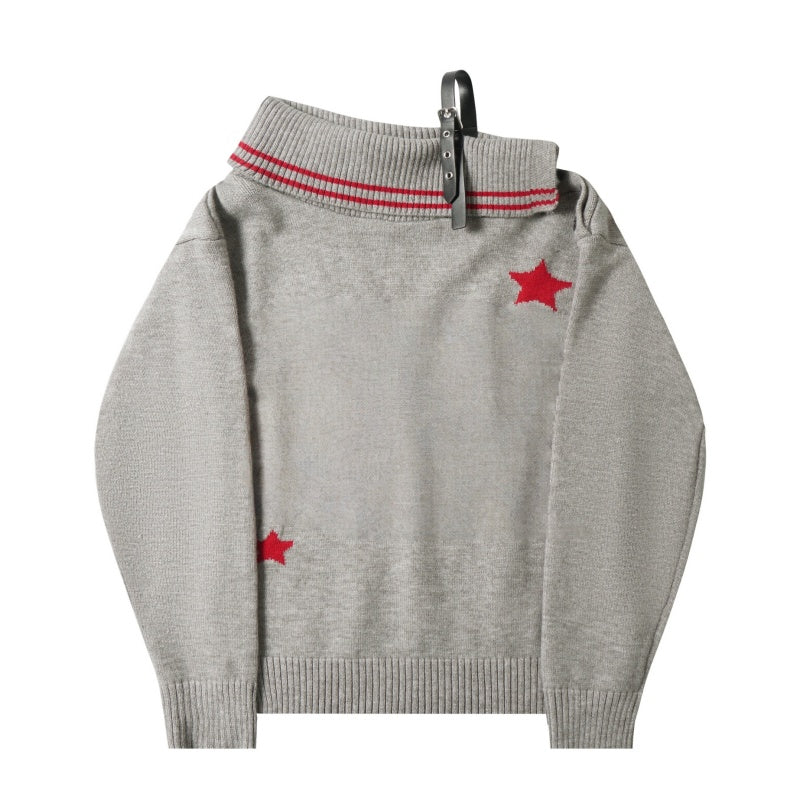 Red Star Off-The-Shoulder Sweater