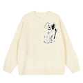 Cute Dog Print Apricot-Colored Sweater