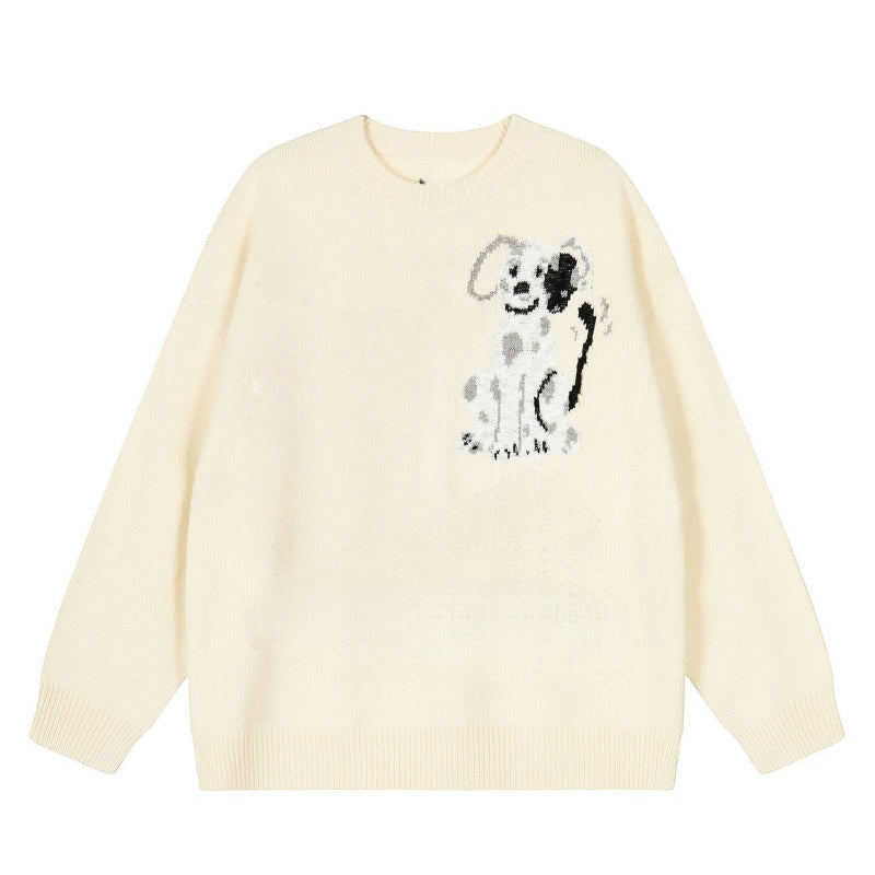Cute Dog Print Apricot-Colored Sweater