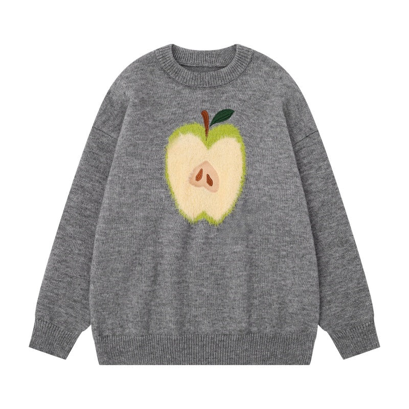 Green Apple And Gray Sweater